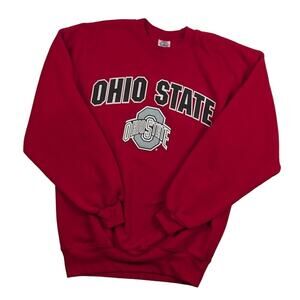 Vintage 90s Ohio State Buckeyes Football Big Logo Red Crewneck Size Large
